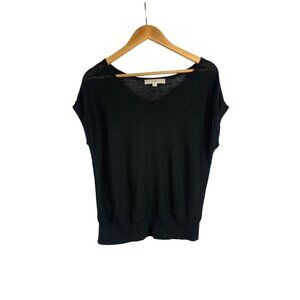 Loft Black Knit Linen/Rayon Blend Womens Top L